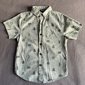 Kids Star Wars button down short sleeve shirt, gray, XS